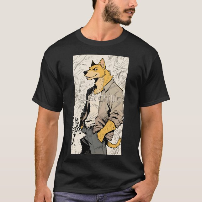 "Just Chillin" Anthropomorphischer Hund Männer T - T-Shirt (Vorderseite)