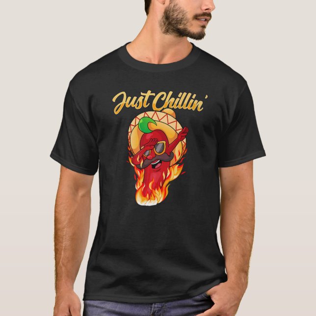 Just Chillin Dabbing Chili Pepper  Hot Spice Food T-Shirt (Vorderseite)