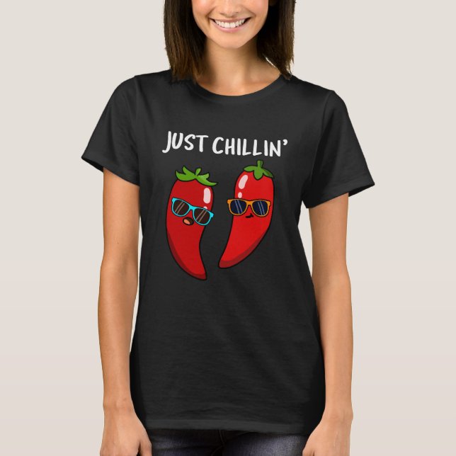 Just Chillin Funny Chili Paprikaschoten Puck Dark  T-Shirt (Vorderseite)