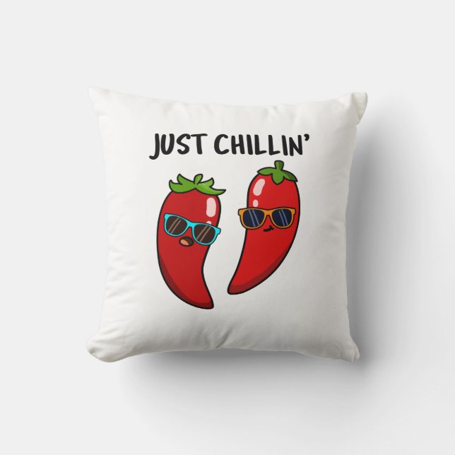 Just Chillin Funny Chili Paprikaschoten Puff Kissen (Vorderseite)