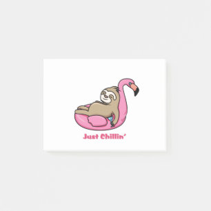 JUST CHILLIN' - Lazy Sloth & Pink Flamingo Post-it Klebezettel