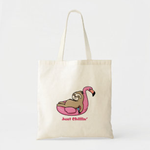 JUST CHILLIN' - Lazy Sloth & Pink Flamingo Tragetasche