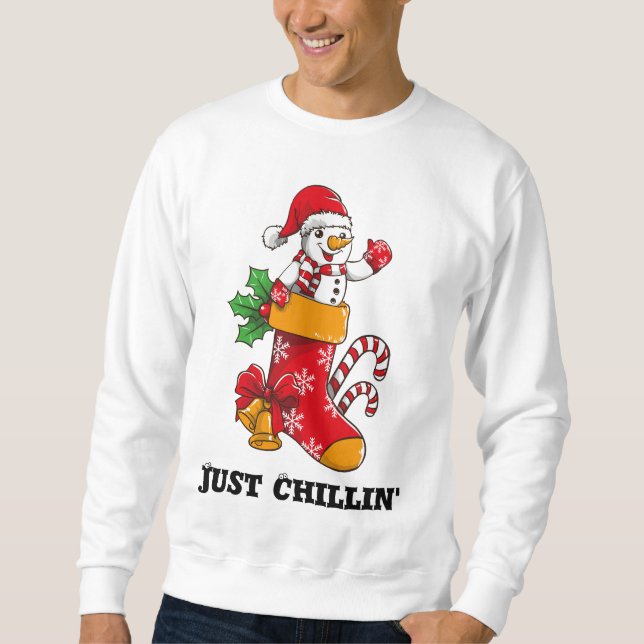 Just Chillin Personalisiert Weihnachten Snowman Sweatshirt (Vorderseite)