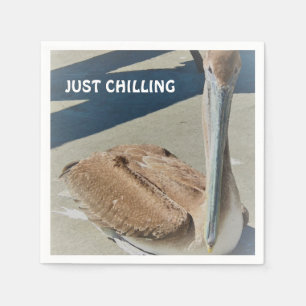 JUST CHILLING Fun Pelican in Sun Foto Serviette