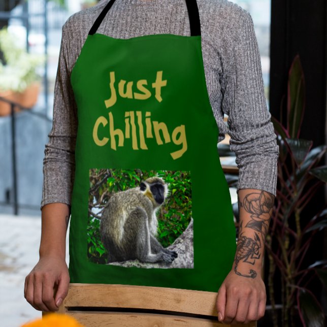 "Just Chilling" grüne Affen Print-Schürze Schürze (Von Creator hochgeladen)