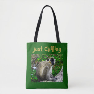 "Just Chilling" grüner Affen Drucktasche