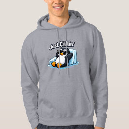 JUST CHILLING PINGUIN Throw Pillow Hoodie