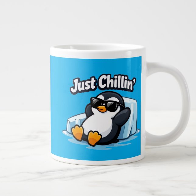 JUST CHILLING PINGUIN Throw Pillow Jumbo-Tasse (Rechts)