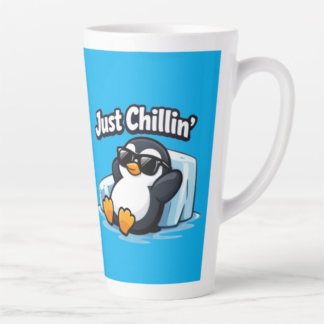 JUST CHILLING PINGUIN Throw Pillow Milchtasse (Rechts)