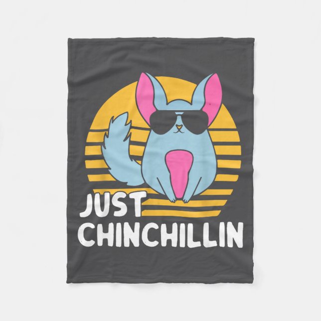 Just Chinchillin Pet Lover Animal Vintage  Fleecedecke (Vorderseite)