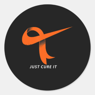 Just Cure It Orange Ribbon Leukemia Awareness  Runder Aufkleber