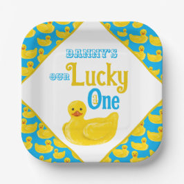 Just Ducky Lucky Einladung zum ersten Geburtstag Pappteller