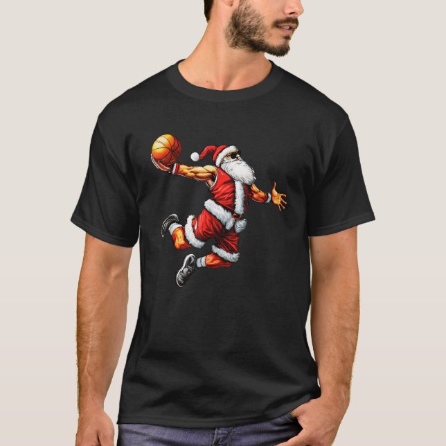 Just Dunk Es Weihnachtsmann Basketball Weihnachtsb T-Shirt (Vorderseite)