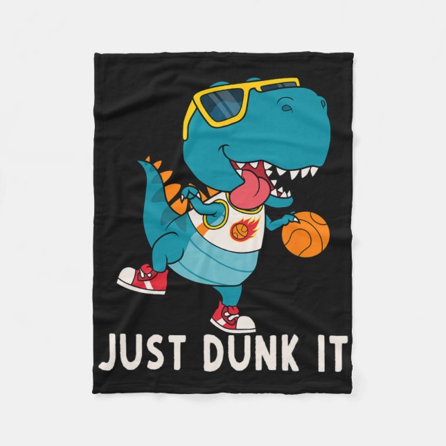 Just Dunk It Fun Dinosaur Bysketbyll League Slam D Fleecedecke (Vorderseite)