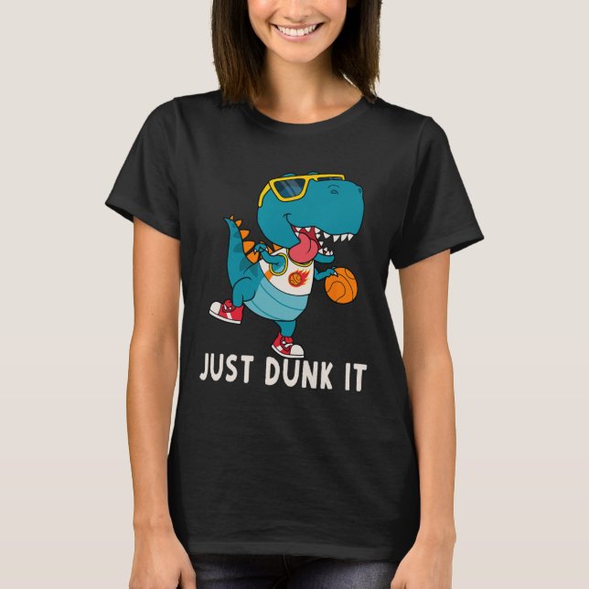 Just Dunk It Fun Dinosaur Bysketbyll League Slam D T-Shirt (Vorderseite)