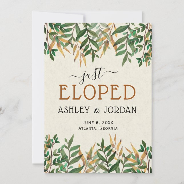 Just Eloped Wedding Ankündigung (Vorderseite)