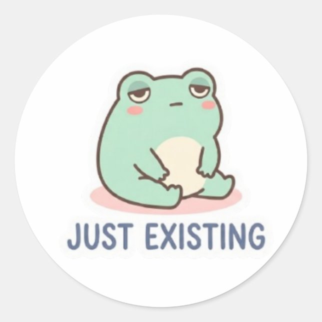 Just Existing Frog Sticker Cute Neutral Frog Minim (Vorderseite)