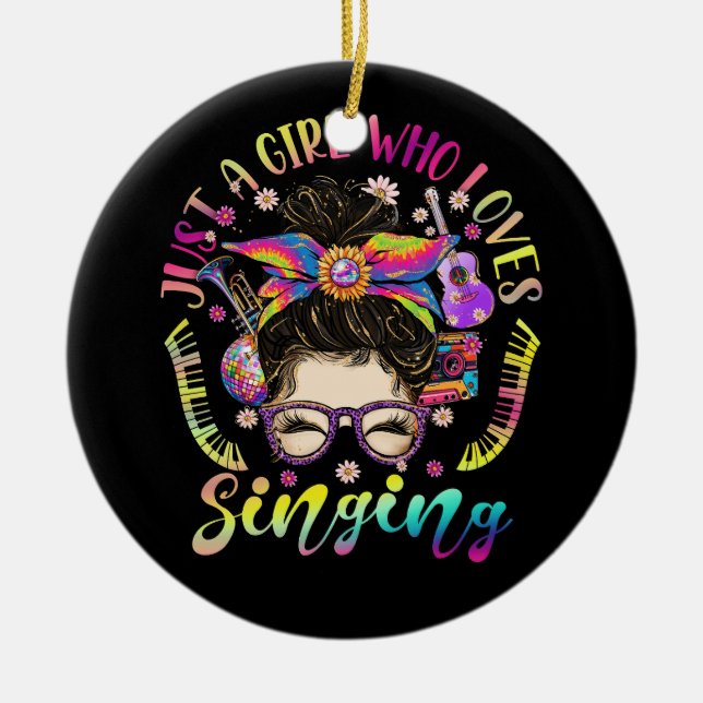 Just Girl, die Lieben singen Messing Haare Bun für Keramik Ornament (Vorne)