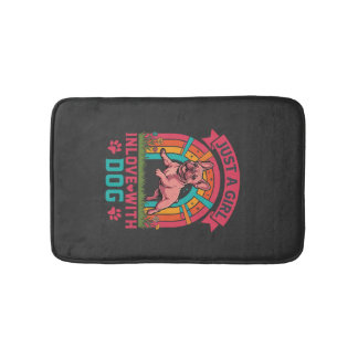 Just Girl Inlove Dog French Bulldog Rainbow Paws Badematte