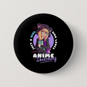 Just Girl Lieben Anime Sketching Ramen Manga Otaku Button