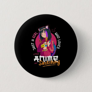 Just Girl Lieben Anime Sketching Ramen Manga Otaku Button