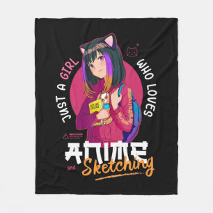 Just Girl Lieben Anime Sketching Ramen Manga Otaku Fleecedecke