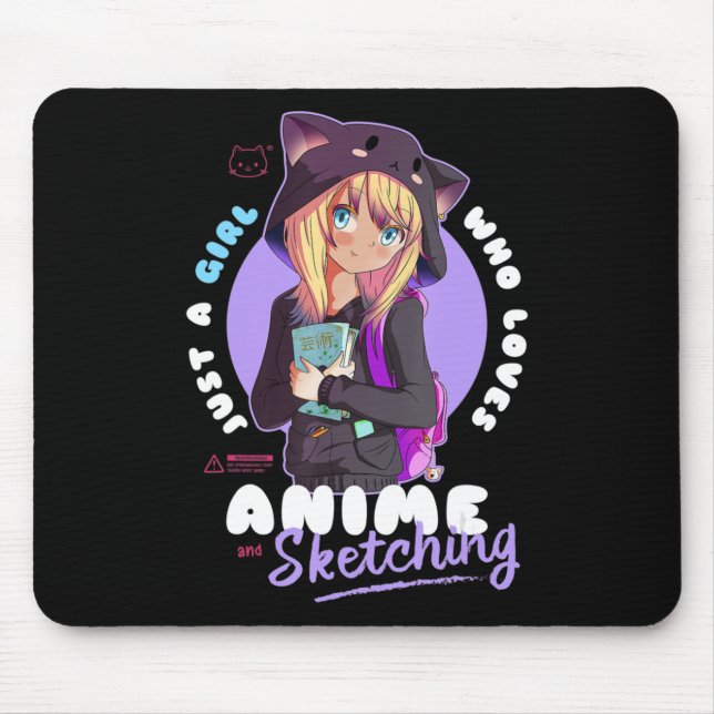 Just Girl Lieben Anime Sketching Ramen Manga Otaku Mousepad (Vorne)