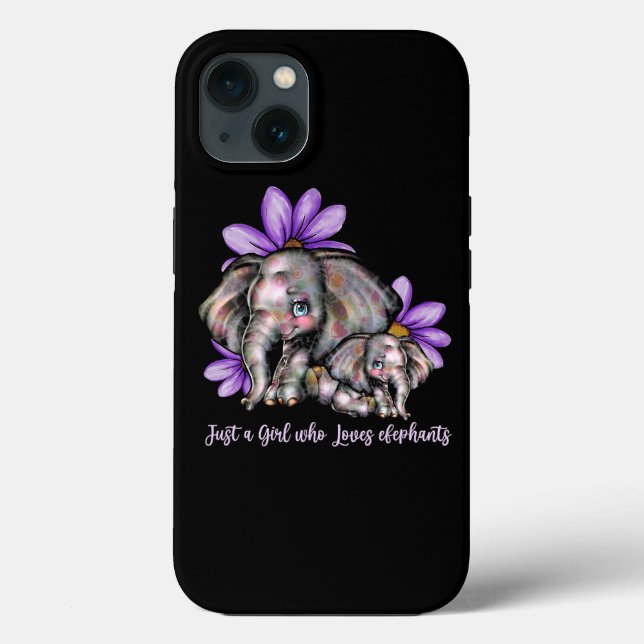 Just Girl Who Liebe Elefanten Blume Tierrezision Case-Mate iPhone Hülle (Rückseite)
