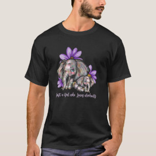 Just Girl Who Liebe Elefanten Blume Tierrezision T-Shirt