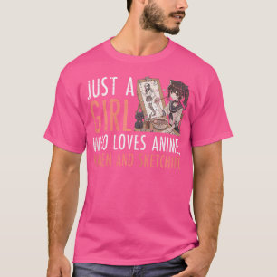 Just Girl Who Lieben Anime Ramen Sketching Funny S T-Shirt