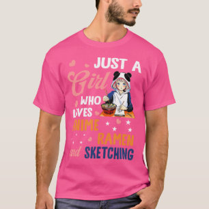 Just Girl Who Lieben Anime Ramen und Sketching Jap T-Shirt
