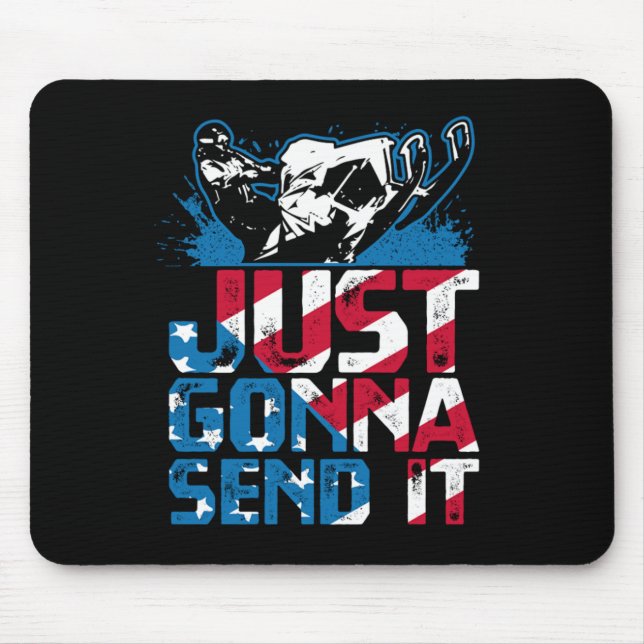 Just Gonna Send It USA Snowmobile Rider Mousepad (Vorne)