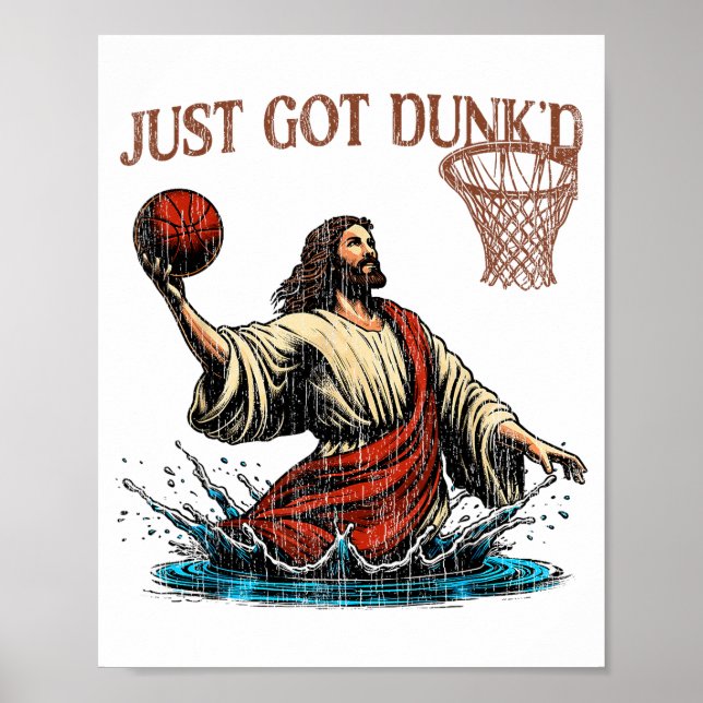 Just Got Dunked Funny Baptism Jesus Christian Bask Poster (Vorne)
