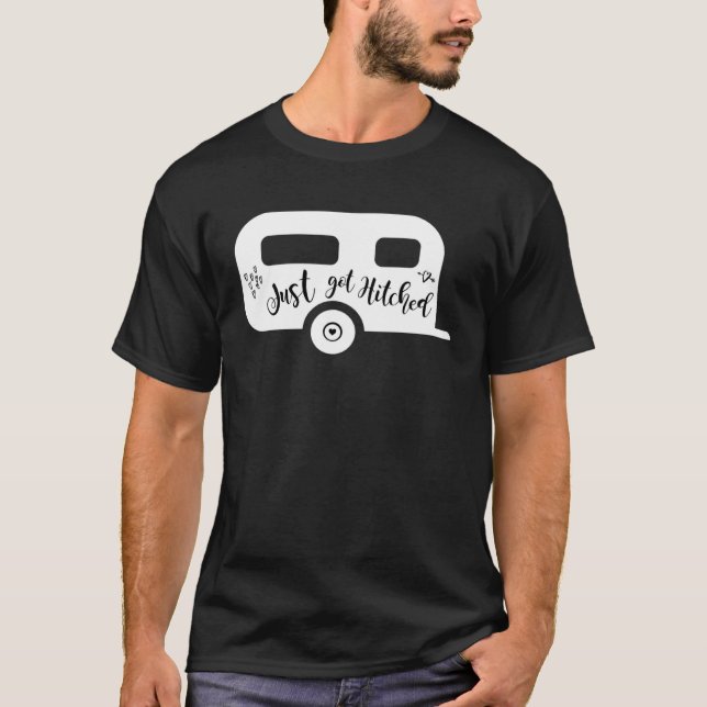 Just Got Hitched Bride Groom Camping Couple weddin T-Shirt (Vorderseite)