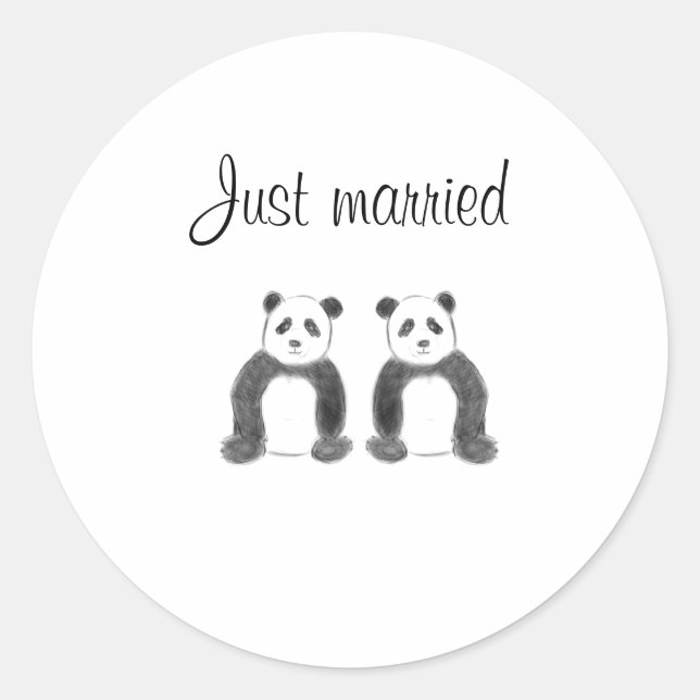 Just heiratete Panda Runder Aufkleber (Vorderseite)