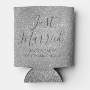 Just heiratete Romantik Silver Can Cooler Dosenkühler