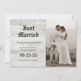 Just heiratete Rustic Bleached Wood Foto Hochzeit Ankündigung
