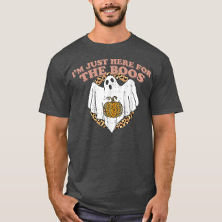 Just Here For The Boos Funny Ghost Leopard Hallowe T-Shirt