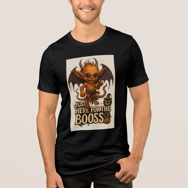 Just Here for the Booss Halloween Demon Tri-Blend Shirt (Vorderseite)