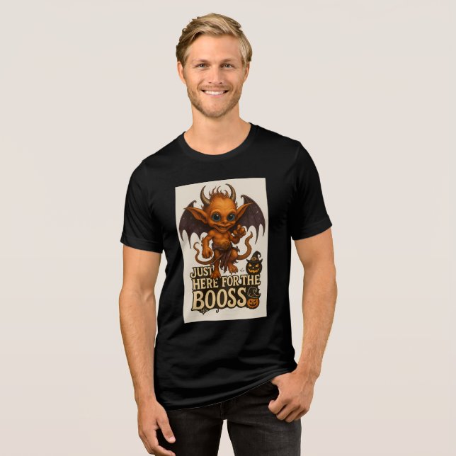 Just Here for the Booss Halloween Demon Tri-Blend Shirt (Vorderseite voll)