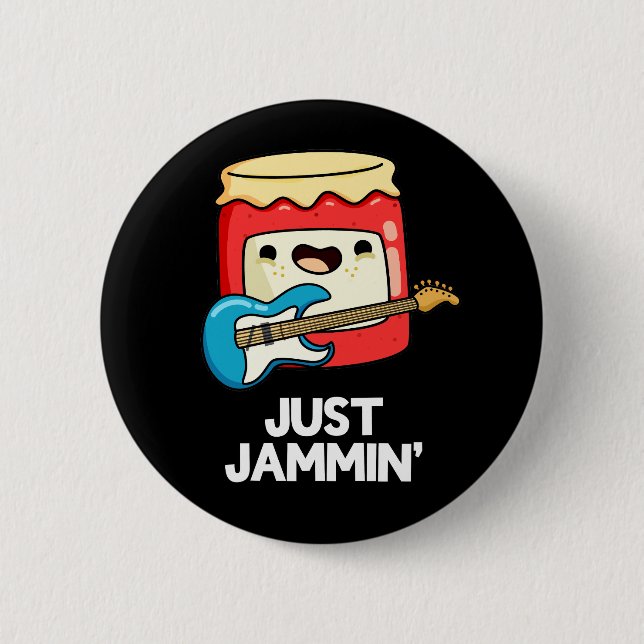 Just Jammin Funny Rocker Jam Pun Dark BG Button (Vorderseite)