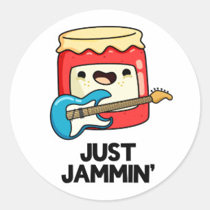Just Jammin Funny Rocker Jam Pun Runder Aufkleber