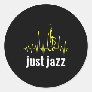 Just Jazz Cool Saxophone Heartbeat Music Runder Aufkleber
