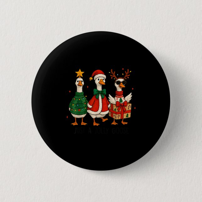 Just Jolly Goose Christmas Santa Reindeer Xmas Tre Button (Vorderseite)