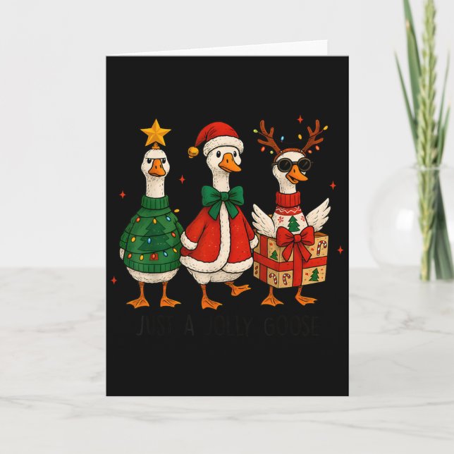 Just Jolly Goose Christmas Santa Reindeer Xmas Tre Karte (Vorderseite)