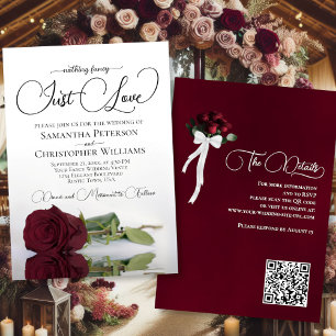 Just Liebe Elegant Burgund Rose QR Code Hochzeit Einladung