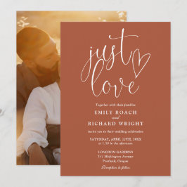 Just Liebe Elegantes Script Foto Terracotta Weddin Einladung