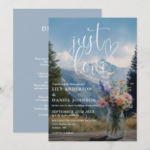 Just Love Boho Mountain Floral All In One Hochzeit Einladung