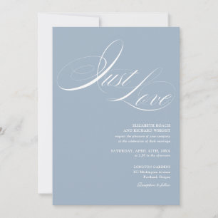 Just Love Chic Schrift QR Code Staubblau Hochzeit Einladung
