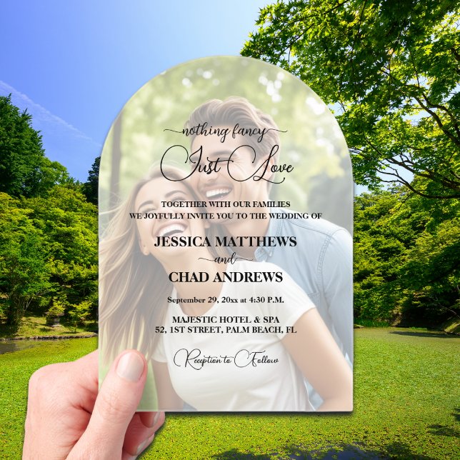 Just Love Text Overlay Photo Wedding  Acryleinladungen (Von Creator hochgeladen)